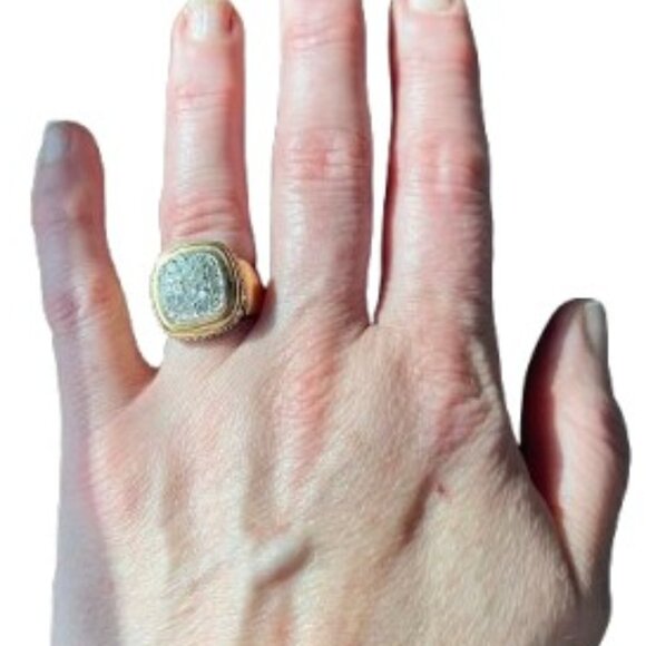 VINTAGE 18K Yellow Gold Plated Clear CZ Cocktail Ring (Size 5.5) - EUC - Picture 6 of 8